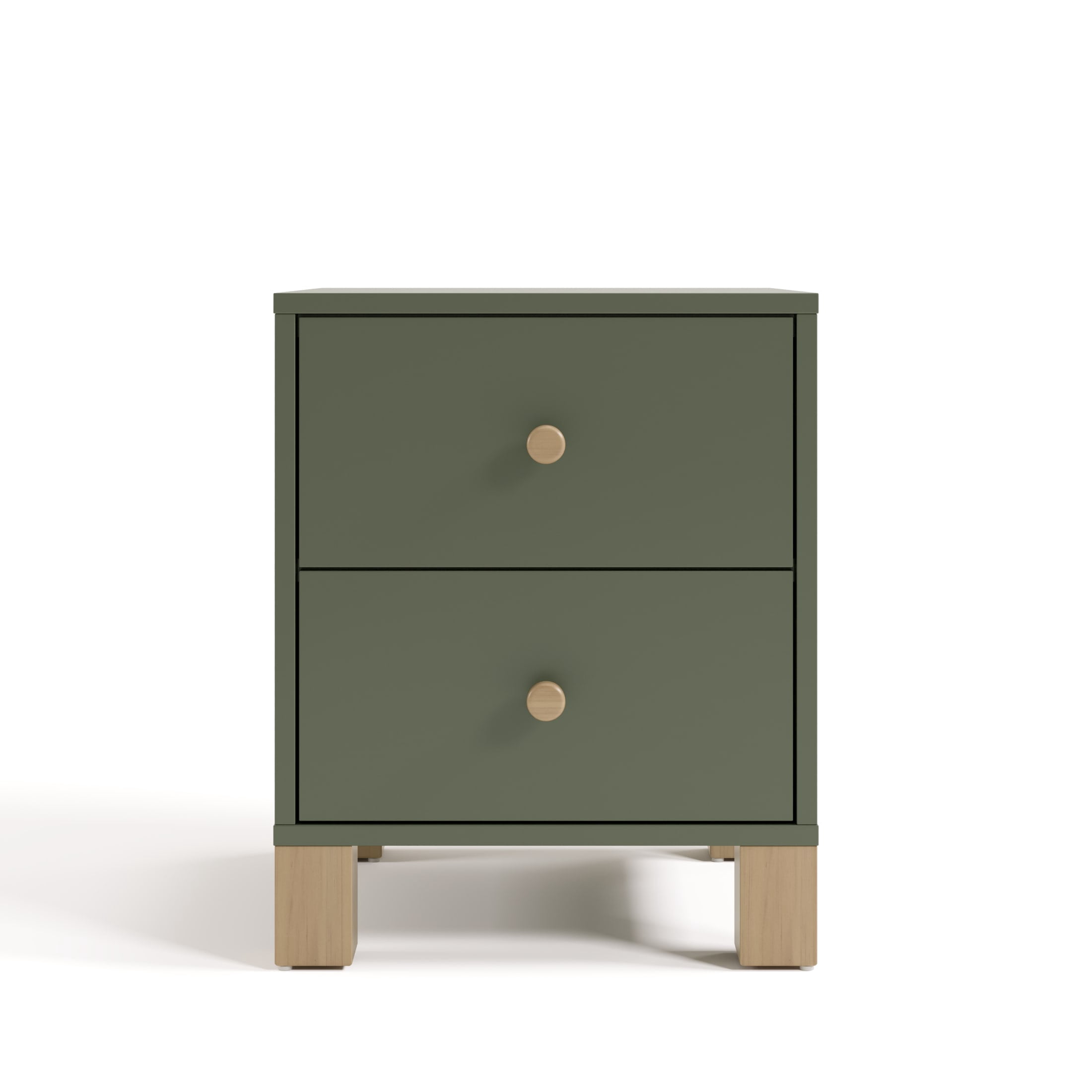 Storkcraft California 2 Drawer Nightstand, Olive and Driftwood