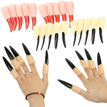 Neinkie 10Pcs Halloween Witch Fingers Zombie Witch Fake Finger Nails ...
