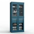 thumbnail image 5 of 100% Solid Wood 32" Bathroom Cabinet with Clear Glass Doors, 2-Drawers and Adjustable Shelves, 5 of 6