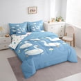 thumbnail image 3 of jejeloiu White Kawaii Goose Bedding Comforter Set 7 Pieces,Cartoon Farm Animal Full Bedding Set,Sountry Flower Floral Fitted Sheet Flat Sheet For Teens,Super Cozy Room Decor Reversible, 3 of 8