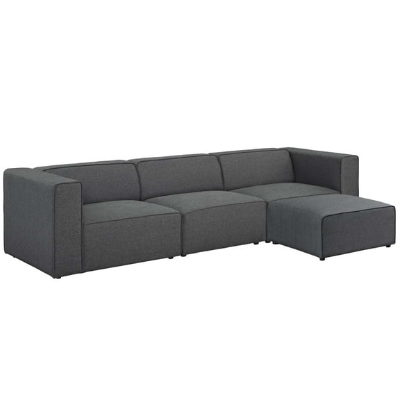 Modern Contemporary Urban Design Living Room Lounge Club Lobby Sectional Sofa Set, Fabric, Grey Gray