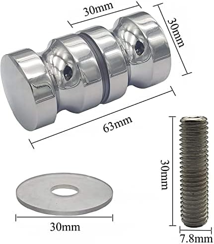 2 Set Shower Screen Handle Bathroom Door Handle Knob with Solid Stainless Steel for Replacement Groove Glass Door(Install Screw 7.8x30mm)