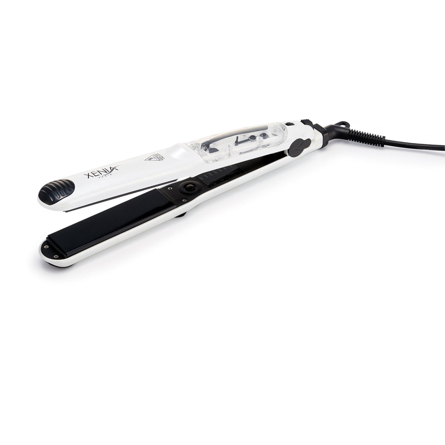 Xenia Paris 1.25" Ceramic Steamer Flat Iron with Argan Infuser-White