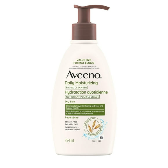 Aveeno Daily Moisturizing Face Wash, Facial Cleanser, Dry Skin, Non-GMO Oat, Daily Wash, Paraben Free, Fragrance Free