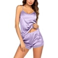 thumbnail image 4 of Ekouaer Satin Pajamas Women Lace Sleepwear Lingerie Cami Shorts Set Nightwear, 4 of 6