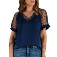 thumbnail image 3 of Camisa de malla de lunares, camiseta de encaje con cuello en V para mujer Camisa de encaje de lunares Experiencia incomparable, 3 of 6