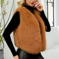 thumbnail image 6 of Dazajoo Women Faux Fur Vest Jacket Sleeveless Open Front Cardigan Winter Casual V Neck Cropped Jackets,Brown,S, 6 of 10