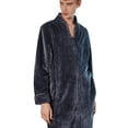 thumbnail image 3 of Frontwalk Mens Plush Flannel Zip Up Robes Zipper Lounger Robe Bathrobe Loose Fit Pajamas, 3 of 3