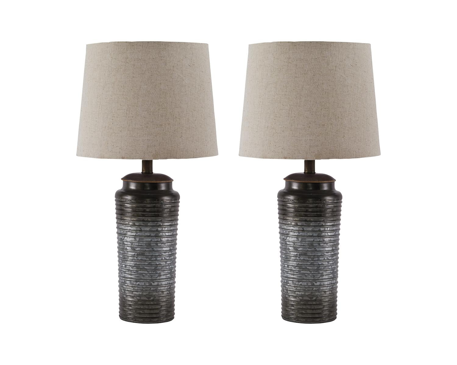 Signature Design By Ashley Norbert Gray 25 Metal Table Lamp Set Of 2 Walmart Com Walmart Com
