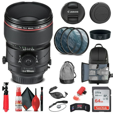 Canon TS-E 90mm F/2.8L Macro Tilt-Shift Lens (2274C002) + Filter Kit + More (International Version)