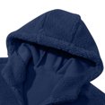 thumbnail image 6 of RYDCOT Men's Casual Hooded Arctic Fleece Solid Color Retro Loose Full Zip Double-Sided Plush Warm Jacket with Pocket Navy, 6 of 9