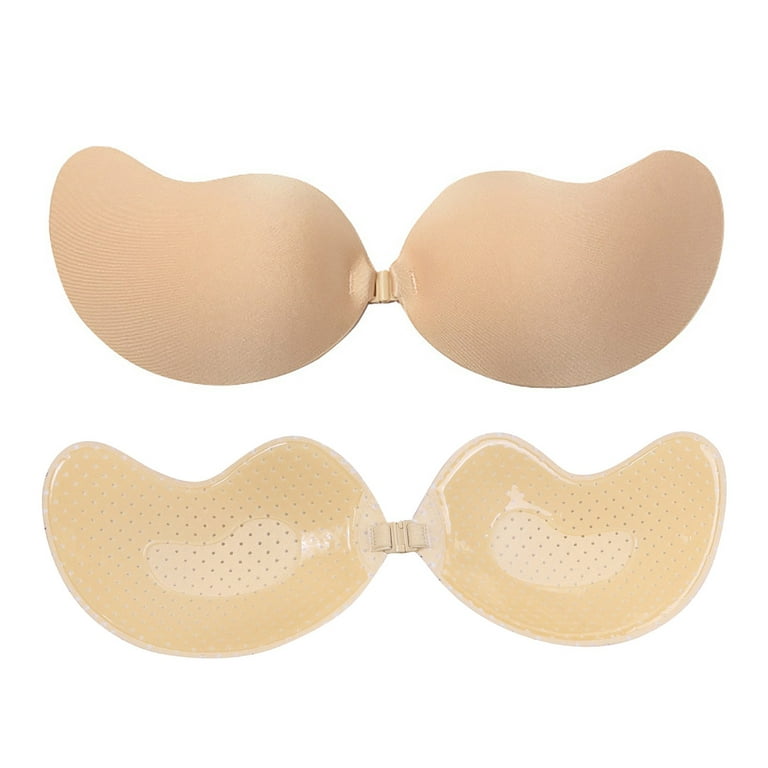 Bras for Women Push Up Push Up Strapless Self Adhesive Bra Air Holes  Backless Sticky Bras (Beige, A)