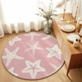 thumbnail image 2 of Round Area Rugs Collection 8 Ft, Pink Starfish Coastal Non-Slip Residential Carpet, Nautical Summer Ocean Abstract Art Indoor Crawling Mats Runner Rugs for Living Room/Dining Room/Bedroom, 2 of 9