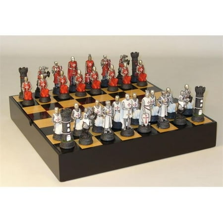 - Crusades Battle Chess Set with Black/Maple Inlaid Veneer Chest Board