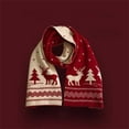 thumbnail image 2 of Yuanlong Winter Scarves Christmas Reindeer Pattern Long Thick Knitted Scarf Holiday Warm Neckwear Holiday Wraps One Size, 2 of 3
