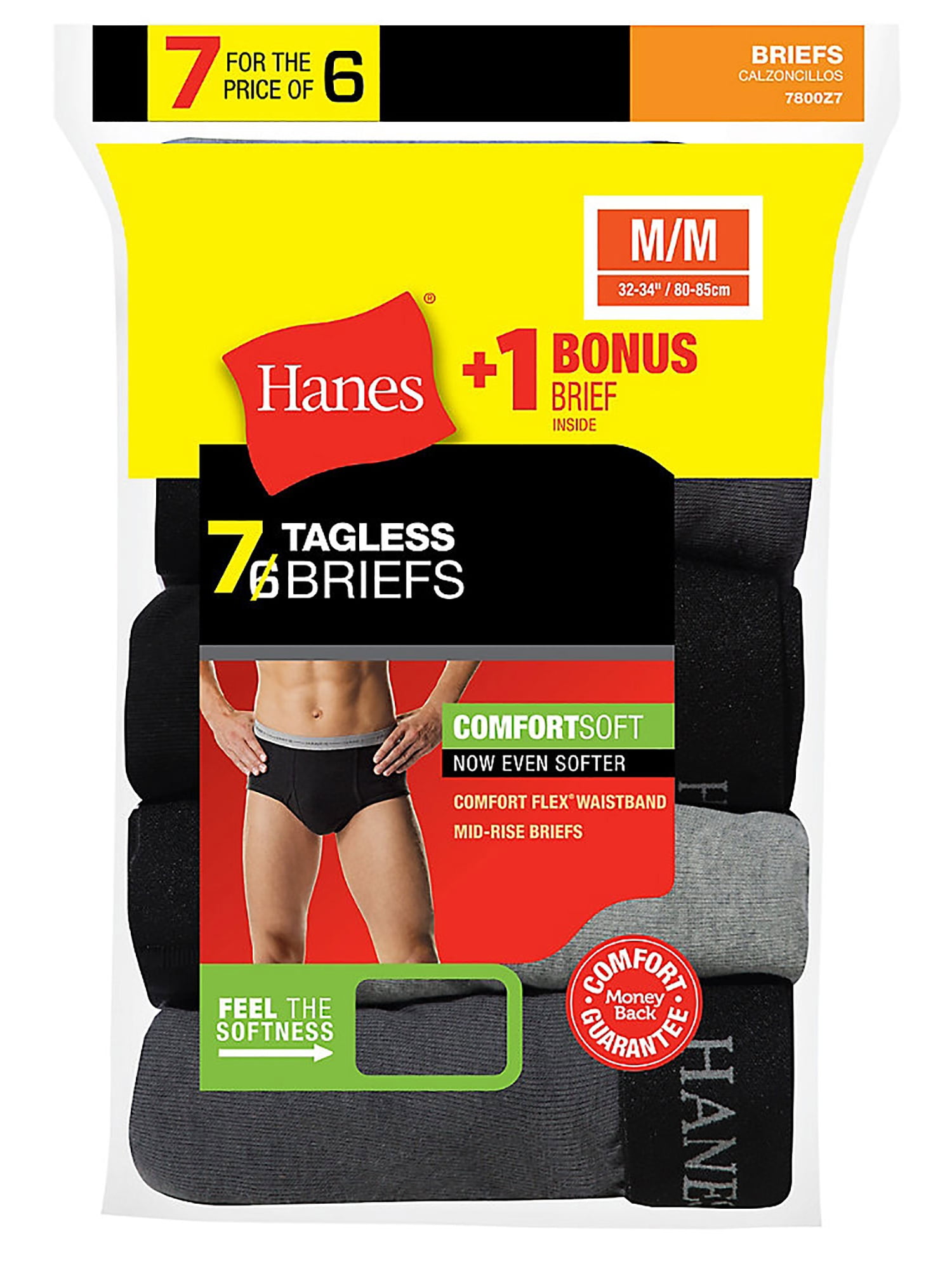 Hanes Men's Dyed Fashion Elastic Mid Rise Briefs (6-Pack), Style 7800A6 ...