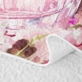 thumbnail image 5 of Castle Fairy Pink Fashion Perfume Print Bed Spread Queen,Watercolor Garden Wildflower Pattern Queen Coverlet Set,Green Purple, 5 of 7