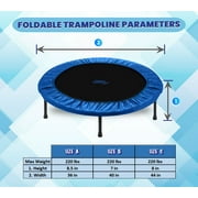 Machrus Upper Bounce 40 Mini Trampoline for Adults- Rebounder Exercise Fitness Kids Trampoline- Small Rebounder Trampoline with Durable Jumping Mat, Portable & Foldable Workout Trampoline
