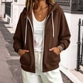 thumbnail image 4 of Besolor Womens Zip up Hoodies Drawstring Long Sleeve Sweatshirts Fall Winter Casual Thermal Warm Outdoor Track Jacket with Pockets(Small,Brown), 4 of 5