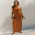 thumbnail image 3 of LYMAYTER Women Halter Dresses Knitted Fashion Open Back Dress for S-L Double High Slit Beach Long Dress, 3 of 7