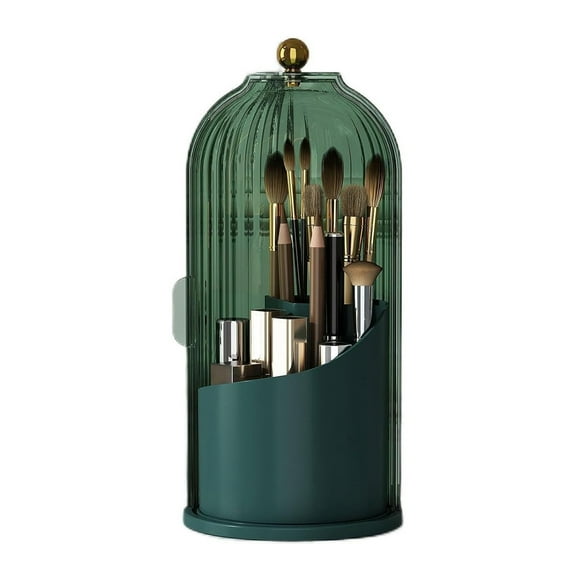 Grofry Makeup Brush，Holder Organizer，with Lid 360-Degree Rotatable Large Capacity Makeup Organizer Countertop Dustproof Cosmetics Storage Box