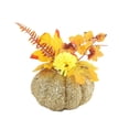 thumbnail image 2 of Artificial Glitter Pumpkin Ornament, Fall Decor with Dahlias and Autumn Leaves for Thanksgiving Table, 2 of 7