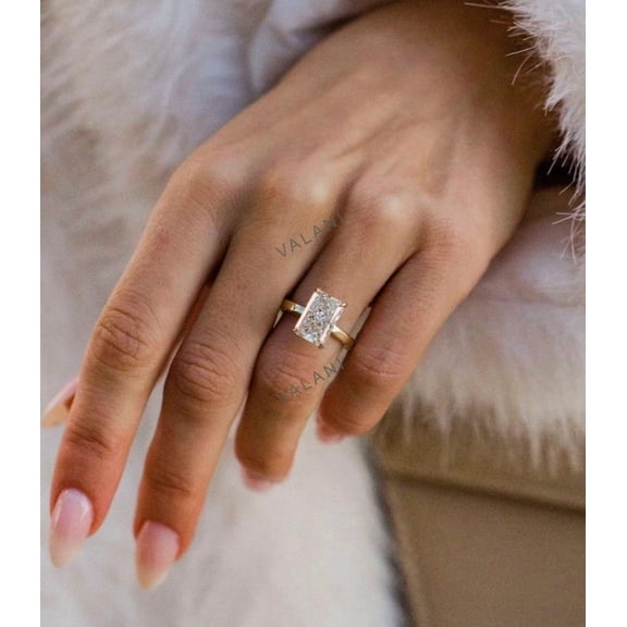 1.00CT Lab Grown Diamond Ring 925 Silver Radiant Cut Solitaire