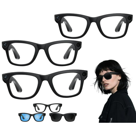 CyanVue AI Smart Glasses, Smart Glasses with Camera and Bluetooth, 800W Camera & 1080P,AI Translator, Voice Assistant UV Protection,Anti-Blue Light Glasses Everyday Wear