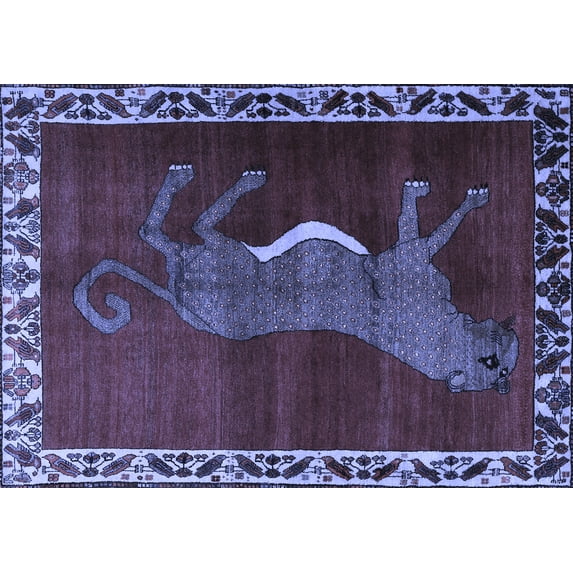 Ahgly Company Indoor Rectangle Animal Blue Traditional Area Rugs, 2' x 3'