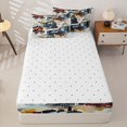 thumbnail image 4 of Manfei Toy Train Zipper Full Size Comforter Sets with Fitted Sheet and 2 Pillowcases,Multicolor Smoke Pattern Zipper Bedding Set,Reversible,4pcs, 4 of 8