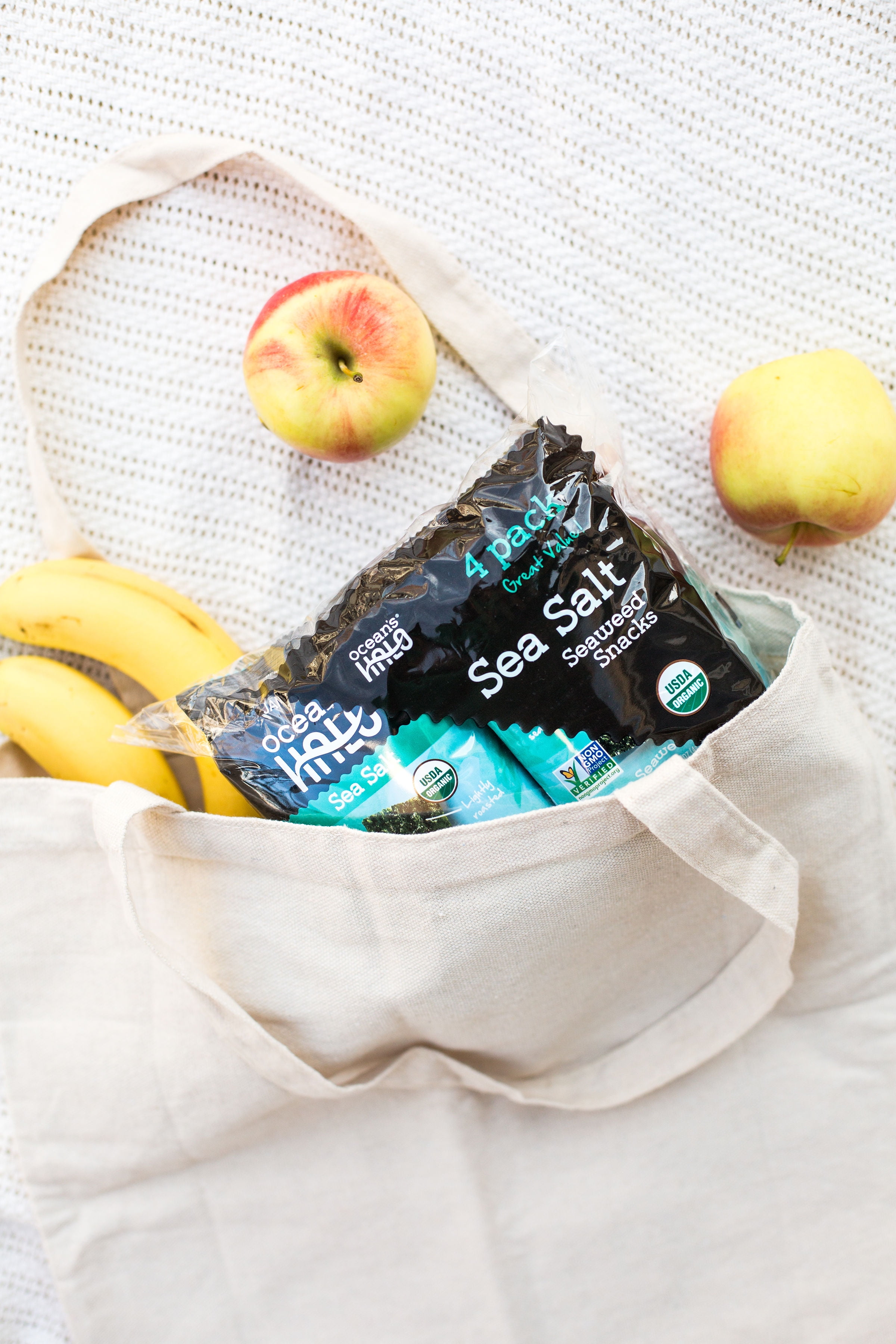 (3 pack) Ocean's Halo, 4pk Seaweed Snack, Sea Salt, Vegan Keto Organic Chips