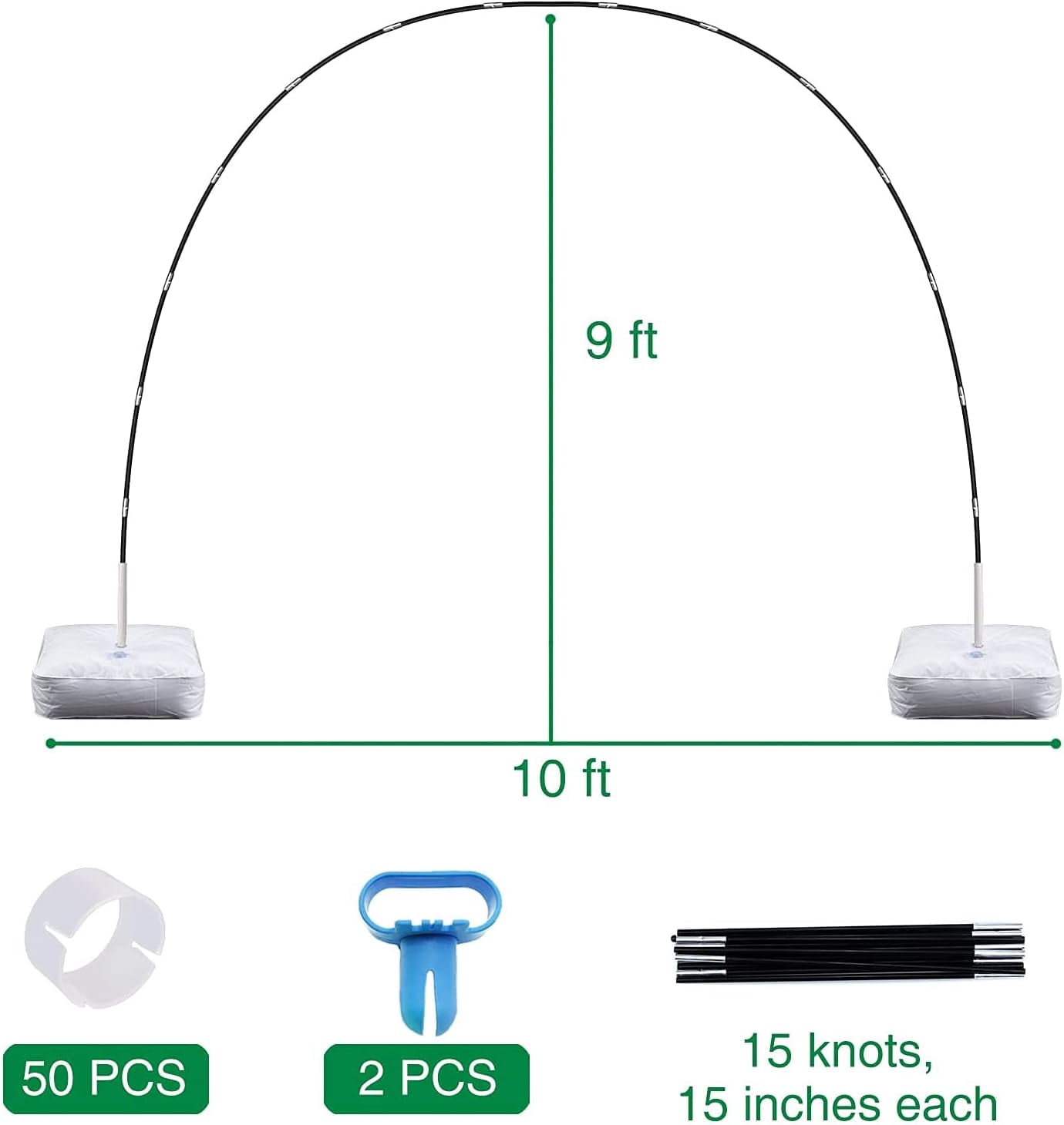Adjustable Balloon Arch kit with Base, PONAMFO 9Ft Tall &10Ft Wide Adjustable Balloon Arch Stand Party Backdrop Decoration Tool for Wedding Birthday Baby Shower Halloween Christmas Party