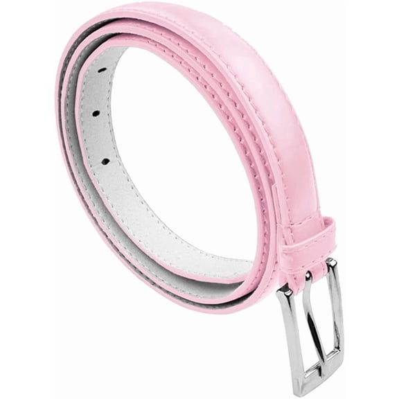 belle donne - women's leather skinny hip or waist dress belt -light pink x-large