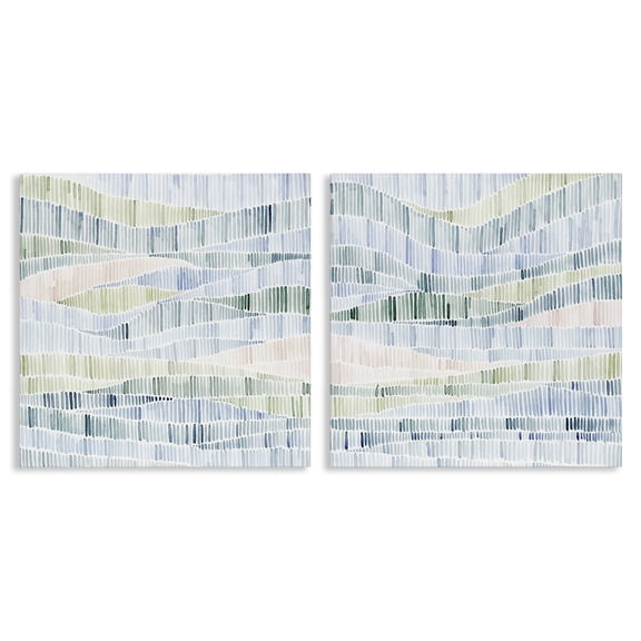 Stupell Industries Contemporary Modern Abstract Nautical Wavy Striped Pattern 2pc Canvas Art Set, 17 x 17 each, by Grace Popp