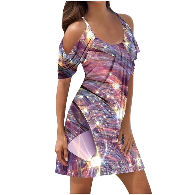 FcBaudy Camisole Sans Manches Robe Col en V, Robes d'Été pour Femmes, Robes Sans Manches Imprimées à Bretelles Mode Robe pour Femmes