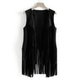 thumbnail image 2 of DuoJiaJ Women Casual Top Suede Ethnic Sleeveless Tassels Fringed Lapel Vest Cardigan Padded Sports Tank Tops Women, 2 of 4