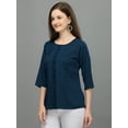 thumbnail image 2 of Prettify Women Straight Regular 3/4th Sleeve Casual Female Blue Western Top, 2 of 5