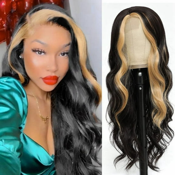 Long Wavy Wigs for Women Long Curly Wig Lace Front Wigs Synthetic Wigs Side Part Full Wigs Natural Looking Hair Replacement A1
