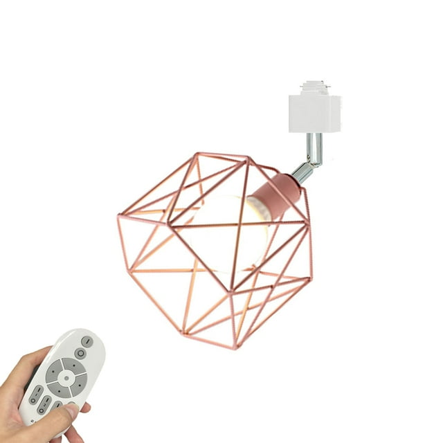 FSLiving Angle Réglable Pendule en H, Base E26 avec Abat-Jour en Métal Creux Rose, Télécommande Dimmable Lampe à Changement de Couleur pour Maison Cuisine Ferme, Personnalisable - 1 Lumière