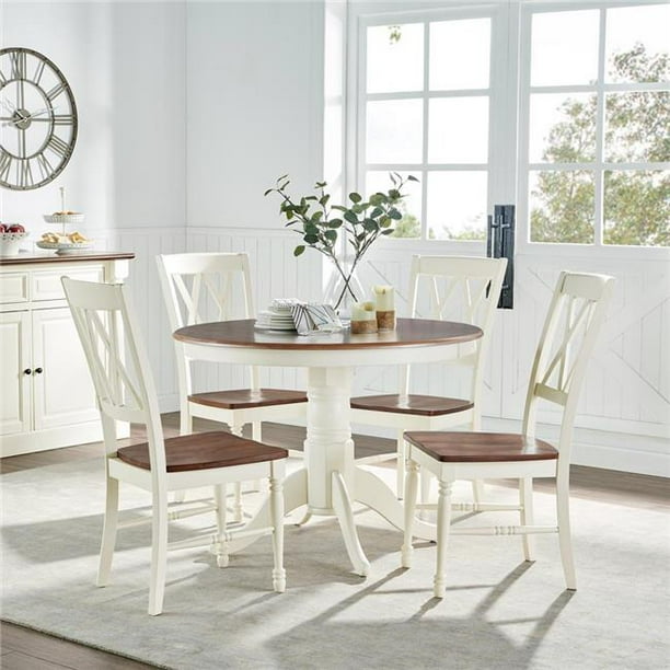 5 Piece Shelby Round Dining Set With Table & 4 Chairs - White - Walmart.com