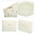 thumbnail image 3 of 1 Pc Bolsa de Maquillaje Mediana Acolchada para Mujeres, Duradera, para Vacaciones, Viajes, Gimnasio, Color Beige y Rojo, Algodón, 3 of 3