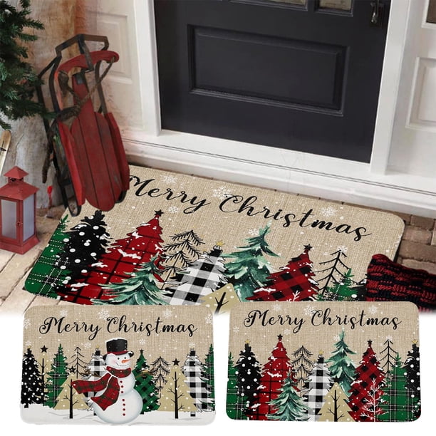 onlyliua Ofertas Flash Entrada Navideña con Estampado de Árbol de Navidad, Alfombrilla Absorbente para Baño, Alfombrilla para Suelo de La Entrada