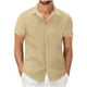 thumbnail image 2 of pstuiky Mangas cortas para hombre, Camisa informal de verano para hombre, de color liso, de manga corta y con solapa y botones. ropa de hombre xxl, 2 of 6