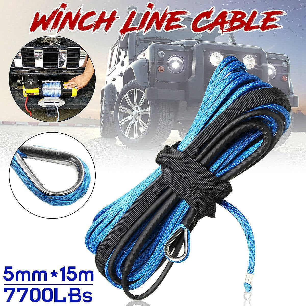 3/16'' x 50' 4500LBs Synthetic Winch Line Cable Rope With Sheath ATV UTV Blue OQ 