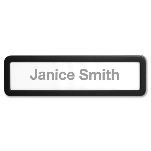 Lorell, LLR80669, Recycled Plastic Cubicle Nameplate, 1 Each, Black