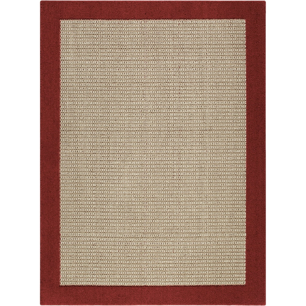 Mainstays Faux Sisal Indoor Living Room Area Rug, Cranberry, 5'x7
