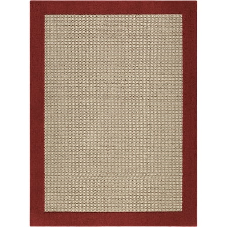 Mainstays Traditional Faux Sisal Border Red Area Rug, 5'x7'