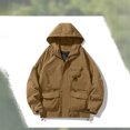 thumbnail image 6 of Thousandth Heavy Duty Hooded Work Jacket for Men Plus Size Windproof Water Repellent Outdoor Coat with Zipper Travel Hiking Outerwear, 6 of 8