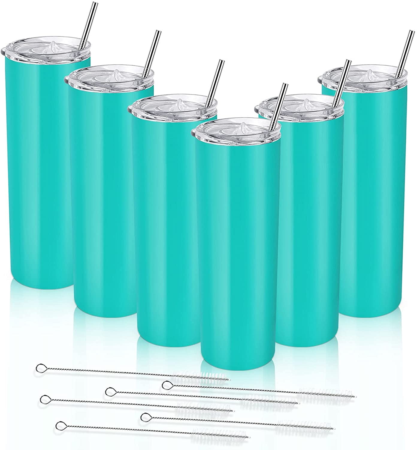 Gingprous 6 Pack Stainless Steel Skinny Travel Tumblers with Lid Straw