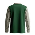 thumbnail image 7 of Mens Collared Shirts Long Sleeve Button Casual Tops Color Block Golf Polos Tops Work Office Green, M, 7 of 7